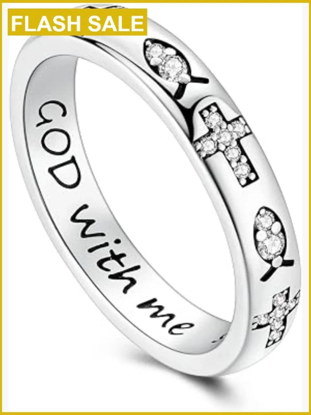 925 Sterling Silver Spinner Ring with Cubic Zirconia Stars and Moon Stackable